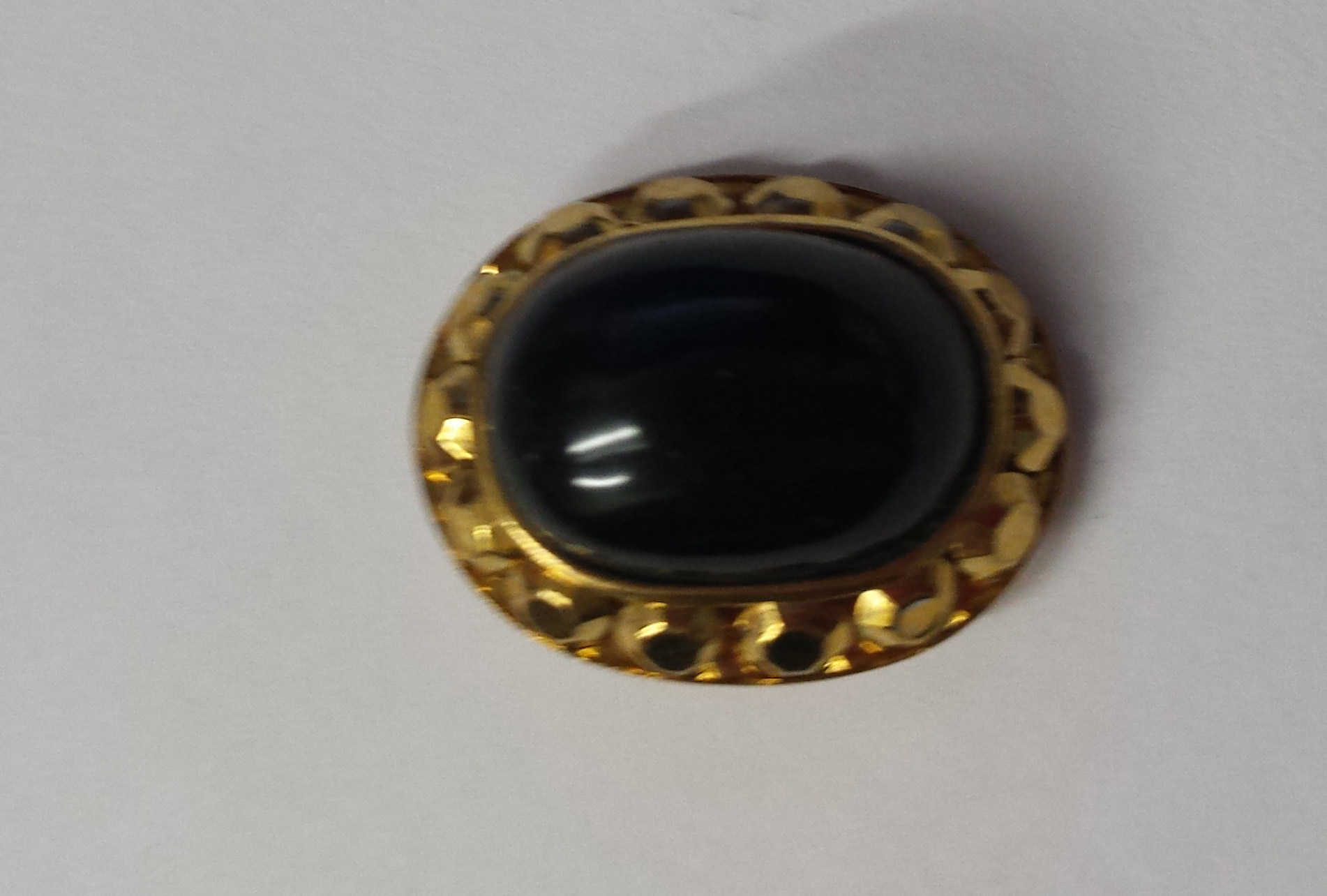 Black with Gold Surround Oval Dazzle Button - 1 inch by 3/4 inch #56006